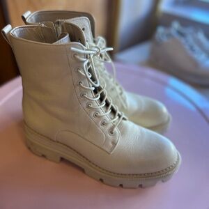 Sam Edelman Garret Platform Combat Boot Modern Ivory Leather Size 7